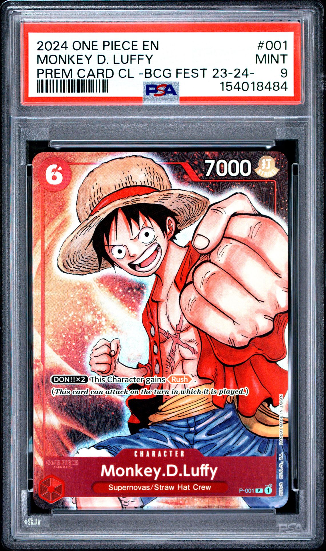 2024 One Piece Premium Card Collection -Bandai Card Games Fest 23-24 Edition- Monkey D. Luffy #001 Mint 9 front