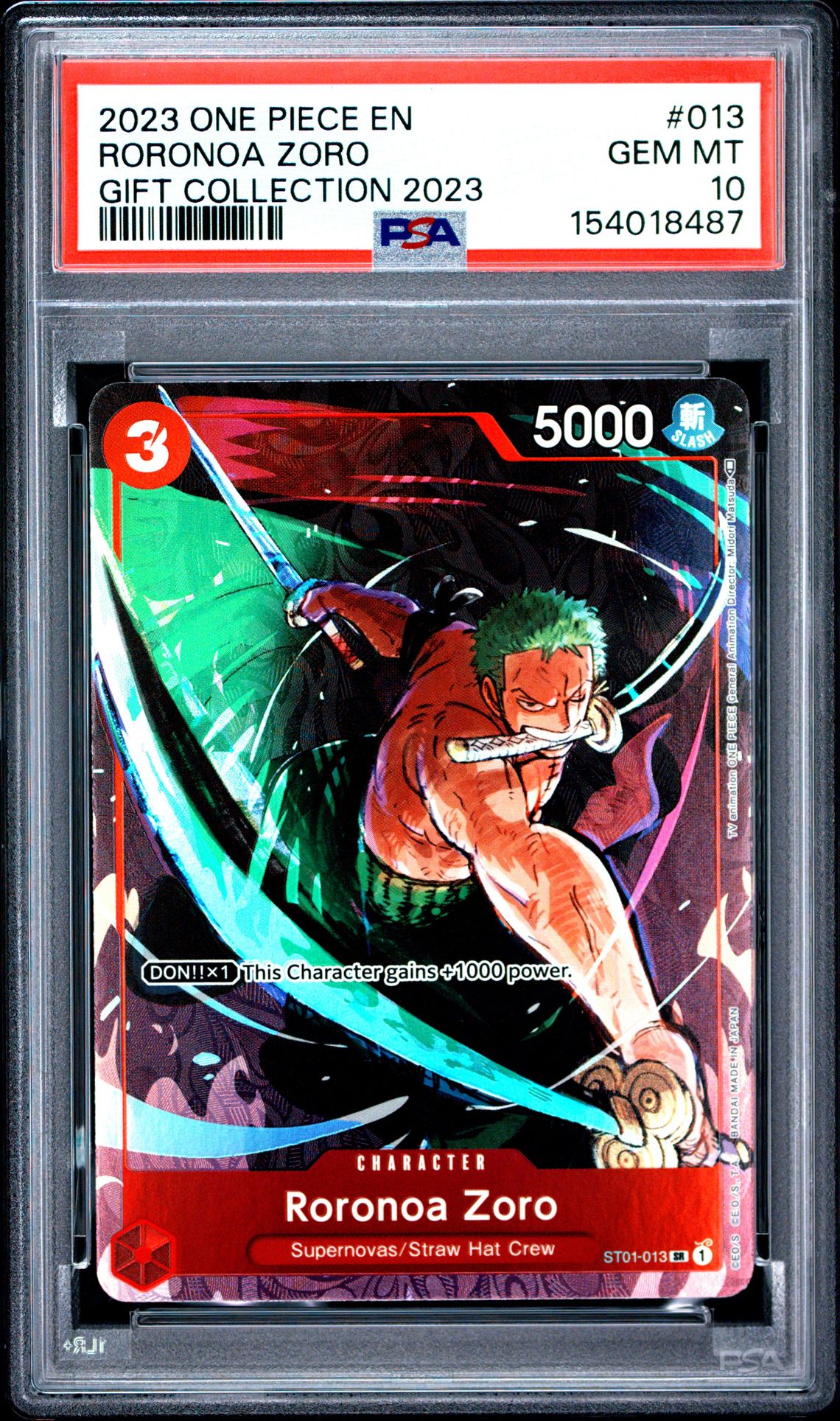 2023 ONE PIECE GIFT COLLECTION 2023 RORONOA ZORO GIFT COLLECTION 2023 013 GEM MT 10 front