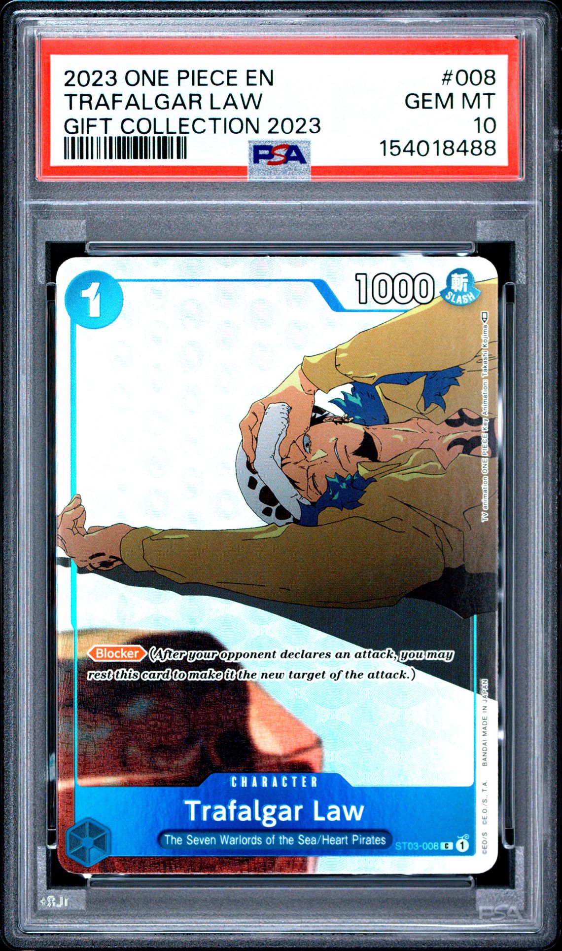 2023 One Piece Gift Collection 2023 Trafalgar Law #008 (Gift Collection 2023) Gem Mt 10 front view - PSA graded GEM MT 10
