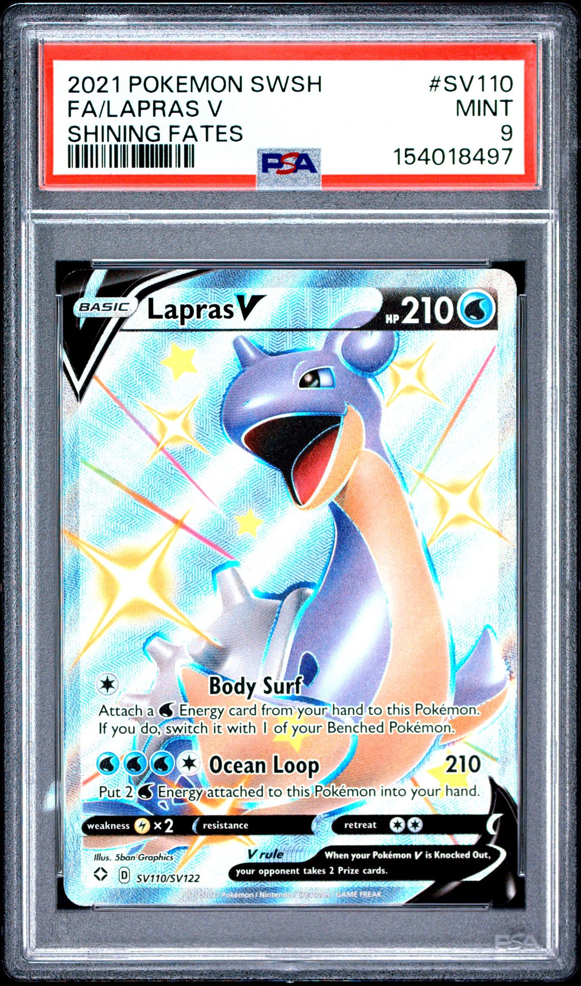 2021 Pokemon Sword & Shield Shining Fates Fa/Lapras V #Sv110 (Shining Fates) Mint 9 front