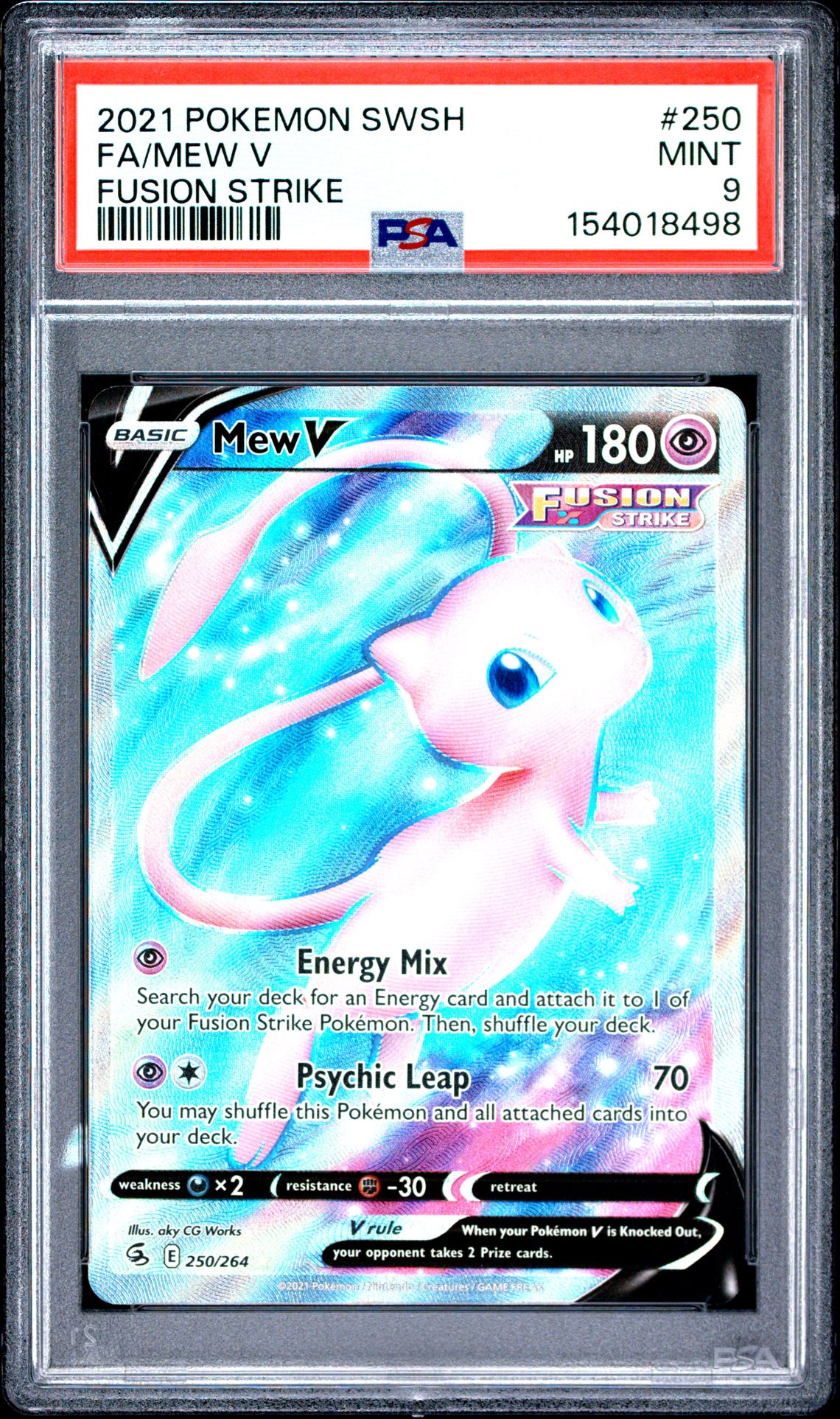 2021 Pokemon Sword & Shield Fusion Strike Fa/Mew V #250 (Fusion Strike) Mint 9 front