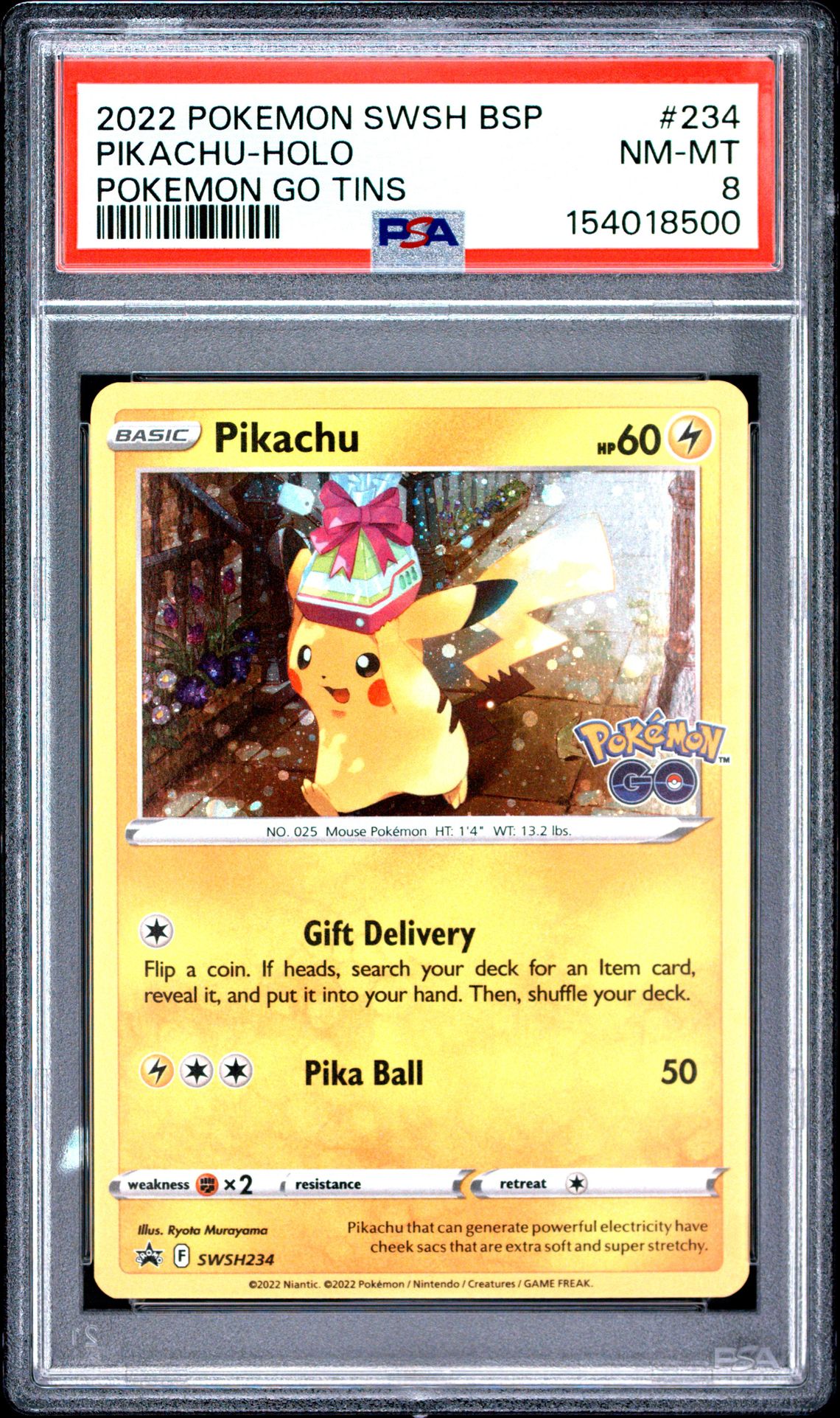 2022 Pokemon Swsh Black Star Promo Pikachu-Holo #234 (Pokemon Go Tins) Nm-Mt 8 front