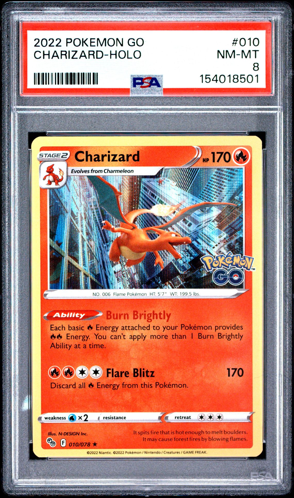 2022 Pokemon Go Charizard-Holo #010 Nm-Mt 8 front