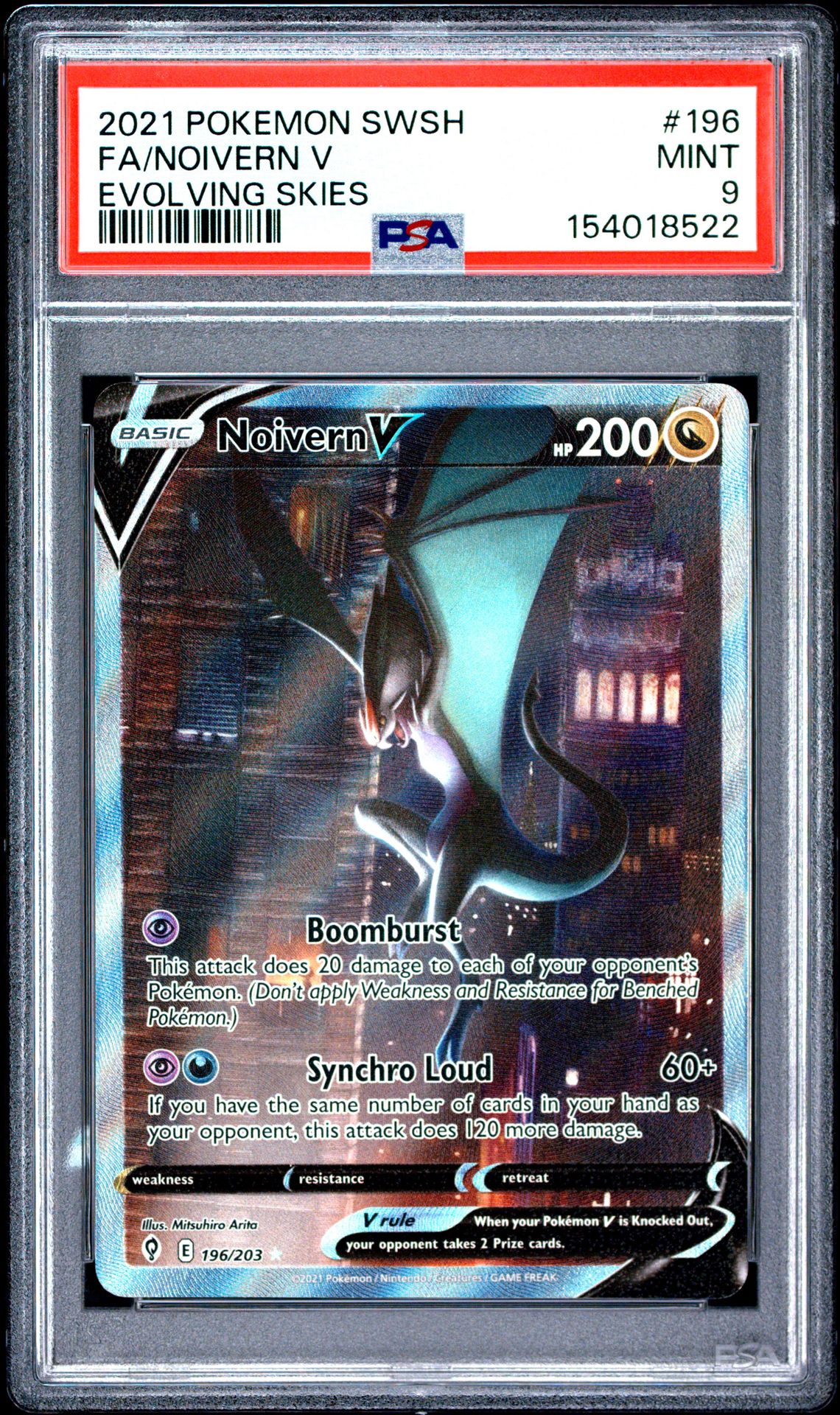 2021 Pokemon Sword & Shield Evolving Skies Fa/Noivern V #196 (Evolving Skies) Mint 9 front