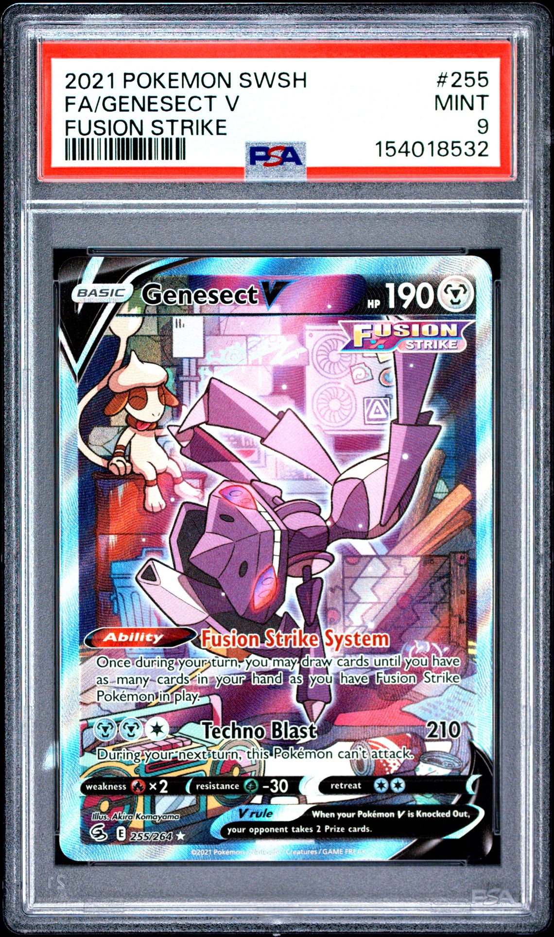 2021 Pokemon Sword & Shield Fusion Strike Fa/Genesect V #255 (Fusion Strike) Mint 9 front