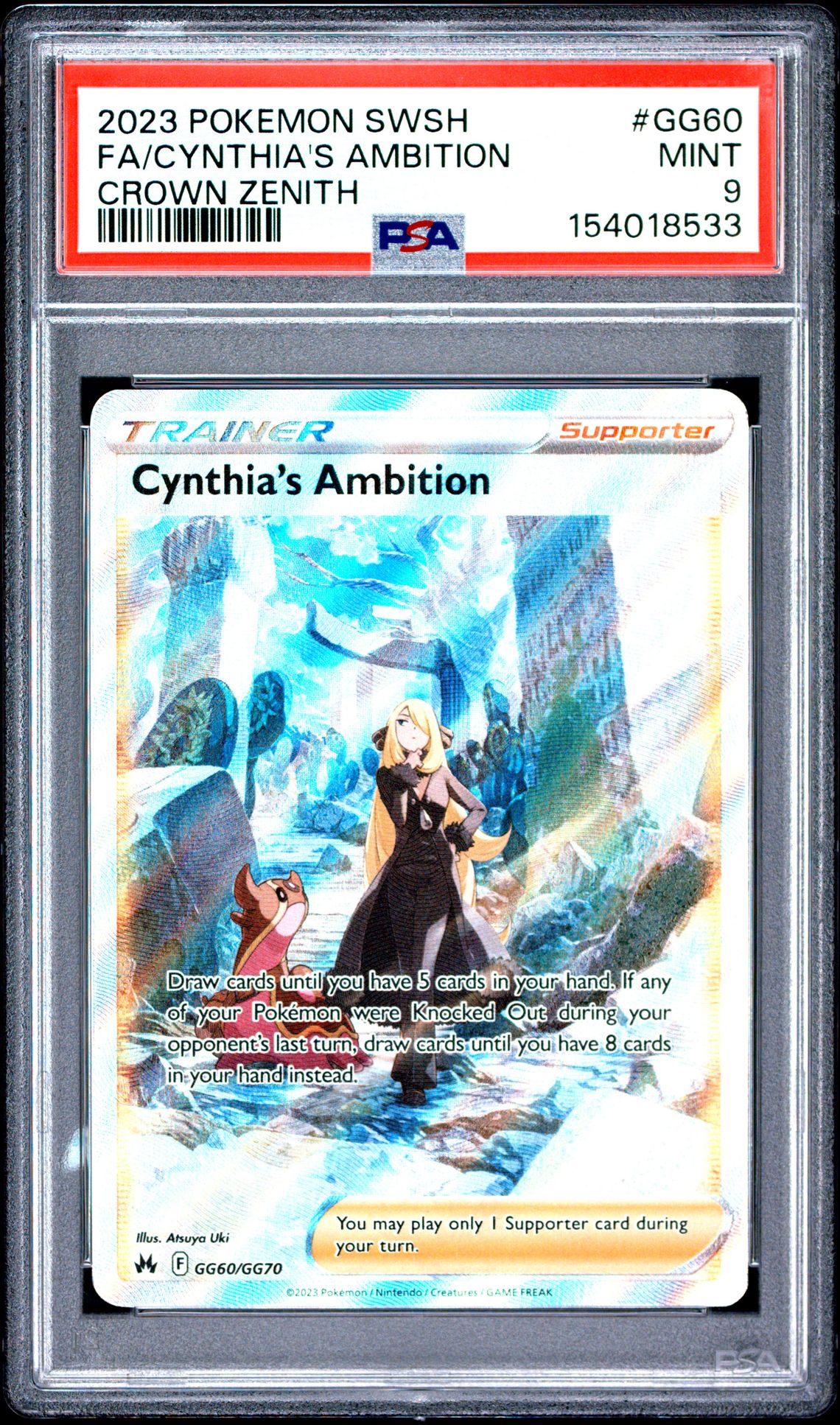 2023 Pokemon Sword And Shield Crown Zenith Fa/Cynthia's Ambition #Gg60 (Crown Zenith) Mint 9 front