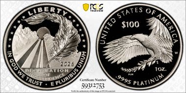 2026-W $100 Declaration of Independence First Strike PR70DCAM