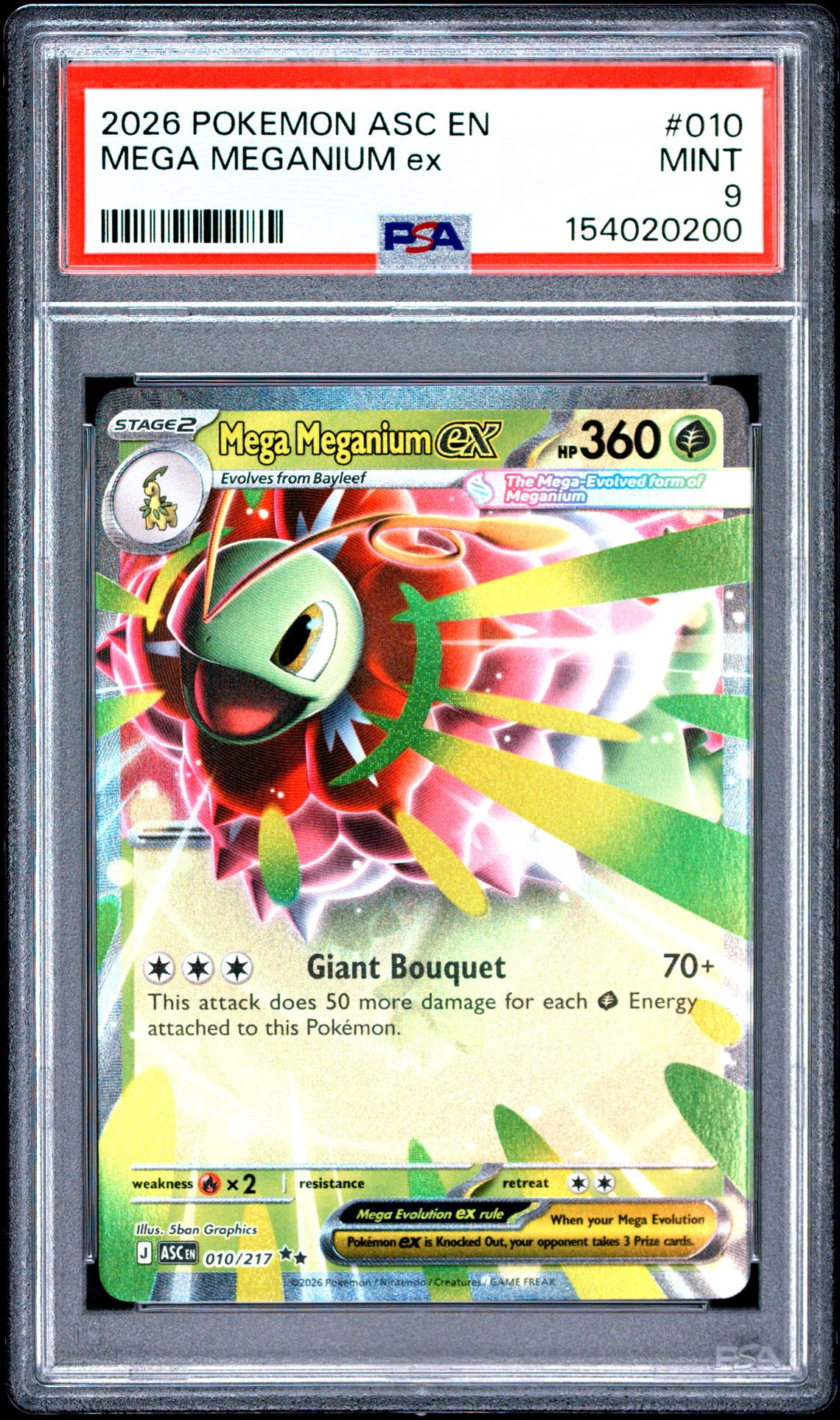 2026 Pokemon Asc En-Ascended Heroes Mega Meganium Ex #010 Mint 9 front
