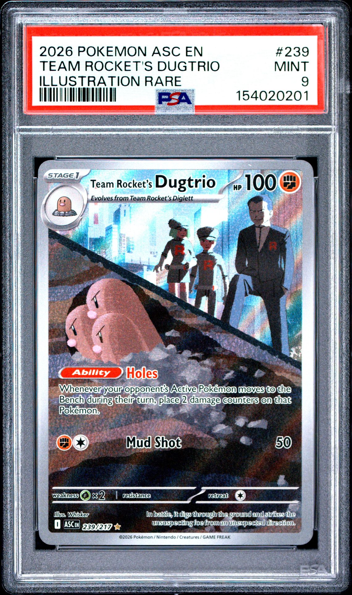 2026 Pokemon Asc En-Ascended Heroes Team Rocket's Dugtrio #239 (Illustration Rare) Mint 9 front