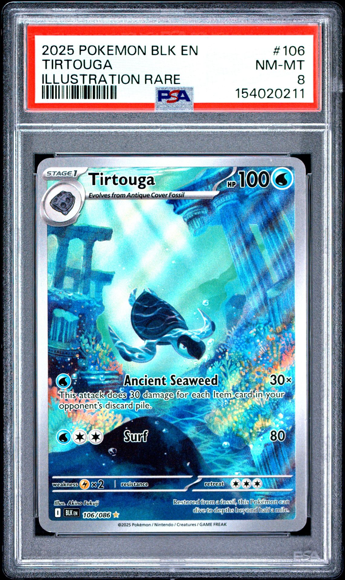 2025 Pokemon Blk En-Black Bolt Tirtouga #106 (Illustration Rare) Nm-Mt 8 front