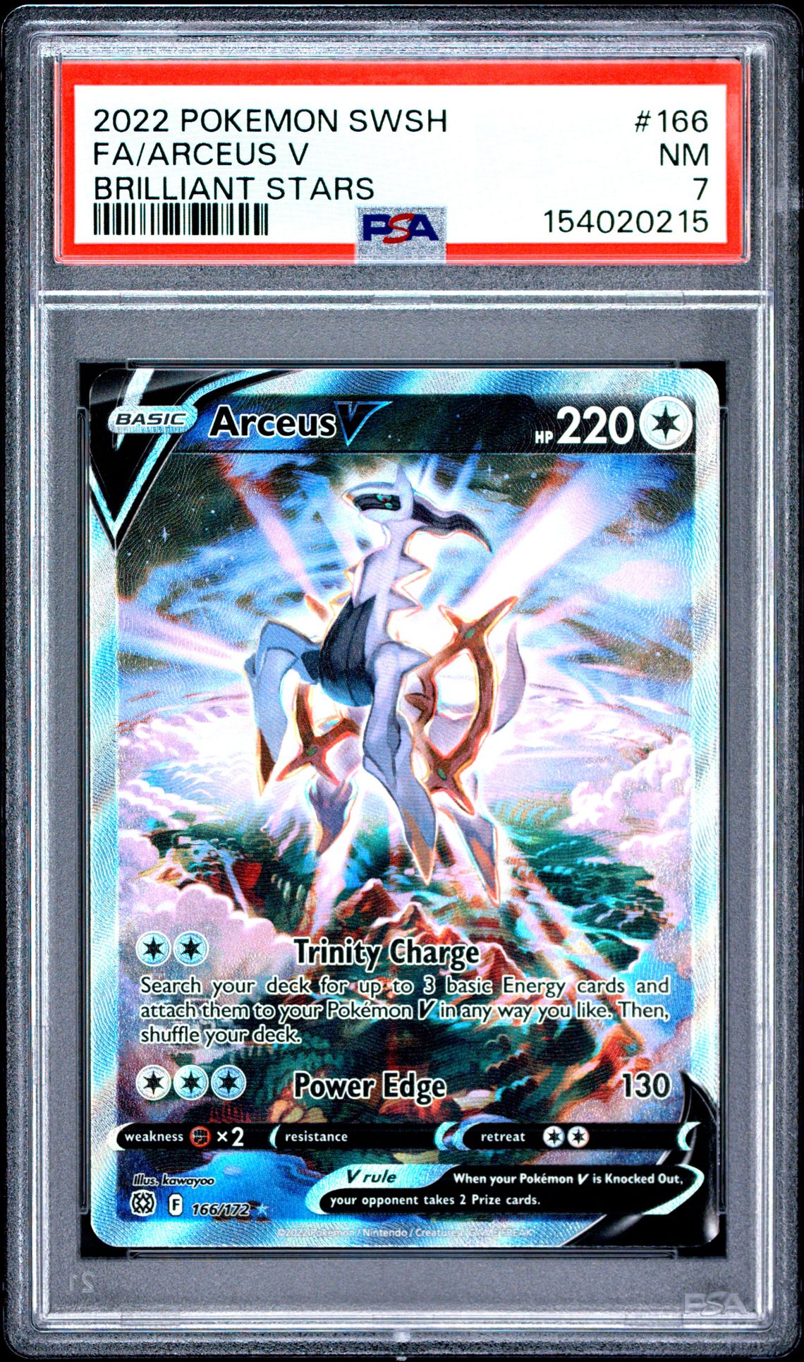 2022 Pokemon Sword & Shield Brilliant Stars Fa/Arceus V #166 (Brilliant Stars) Nm 7 front