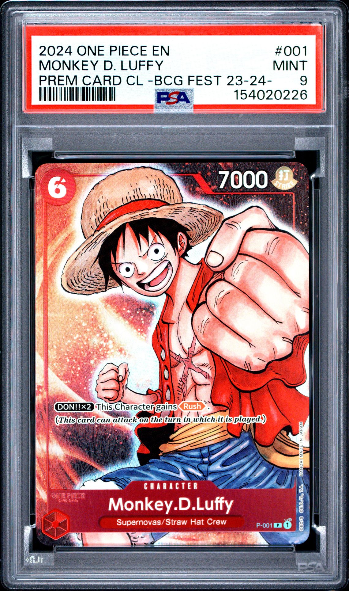 2024 One Piece Premium Card Collection -Bandai Card Games Fest 23-24 Edition- Monkey D. Luffy #001 Mint 9 front