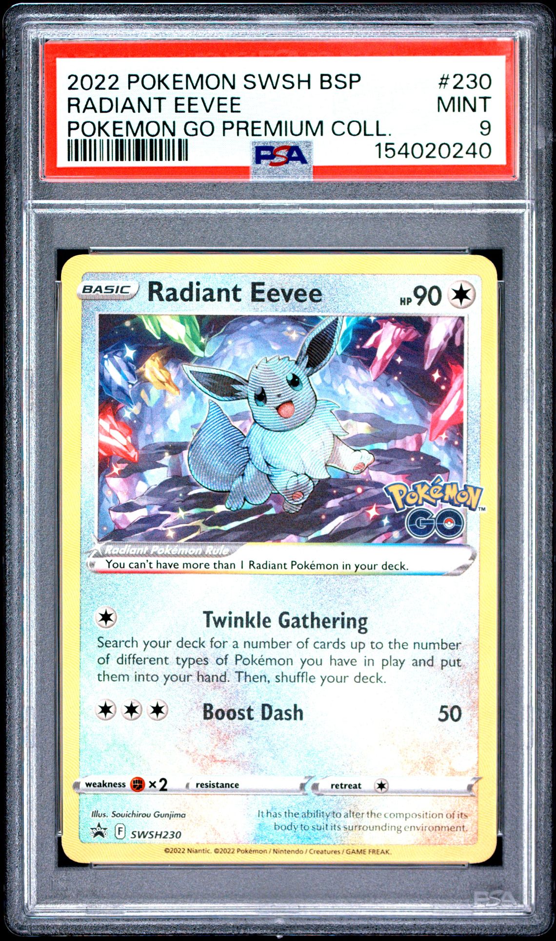 2022 Pokemon Swsh Black Star Promo Radiant Eevee #230 (Pokemon Go Premium Coll.) Mint 9 front