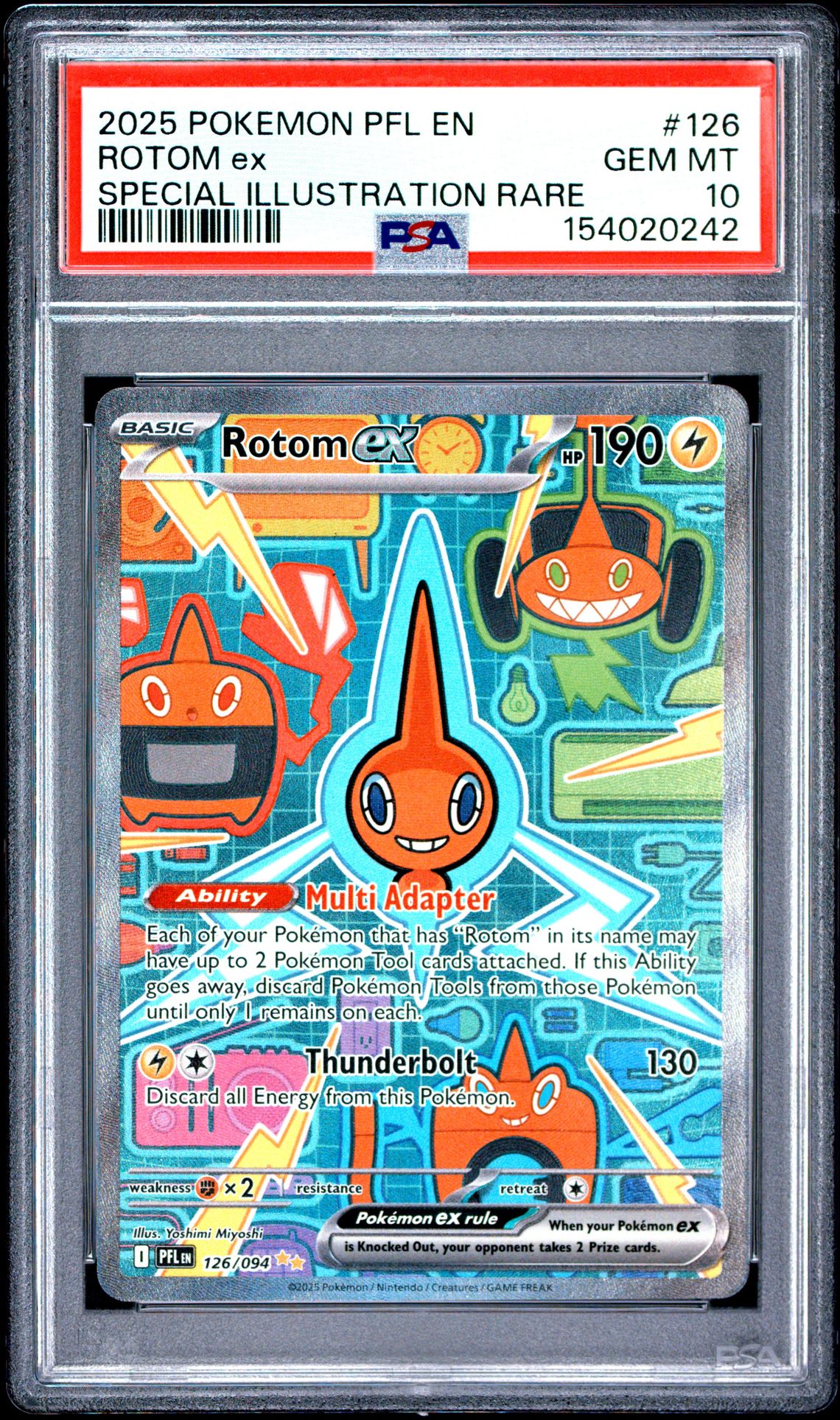 2025 Pokemon Pfl En-Phantasmal Flames Rotom Ex #126 (Special Illustration Rare) Gem Mt 10 front view - PSA graded GEM MT 10