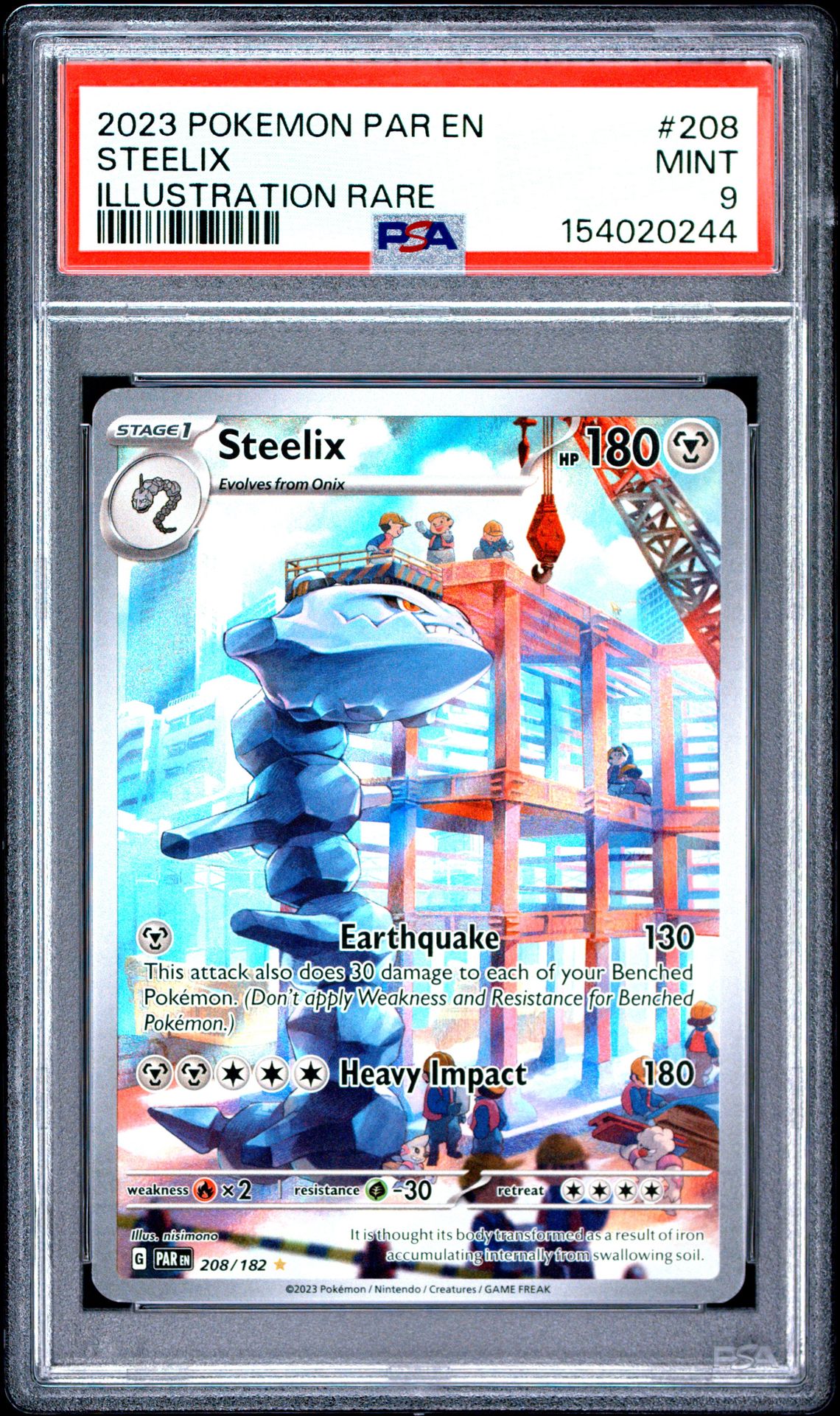 2023 Pokemon Par En-Paradox Rift Steelix #208 (Illustration Rare) Mint 9 front