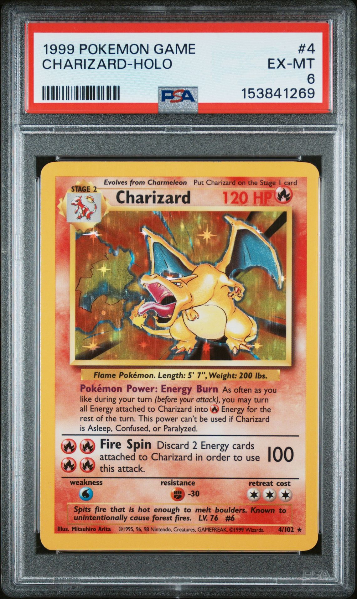 1999 Pokemon Game Charizard-Holo #4 Ex-Mt 6 front