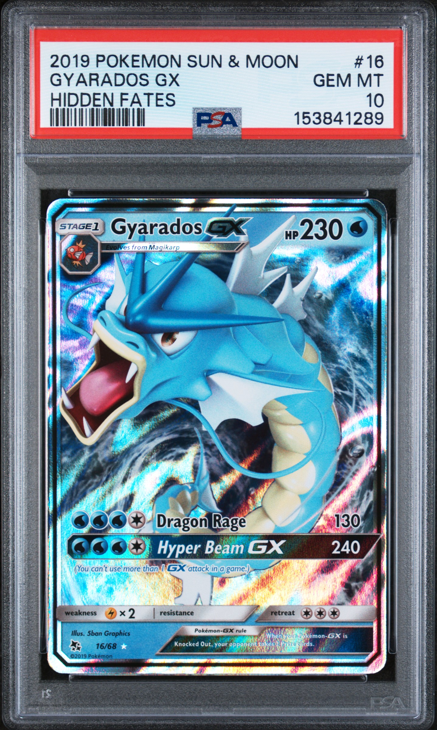 2019 #16 Gyarados GX PSA 10 Sun & Moon Hidden Fates