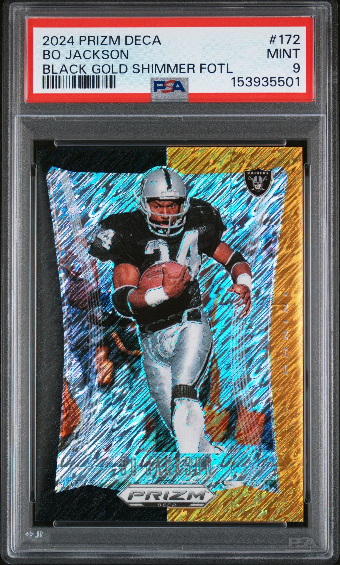 2024 Panini PANINI PRIZM DECA BLACK GOLD SHIMMER FOTL #172 Bo Jackson front