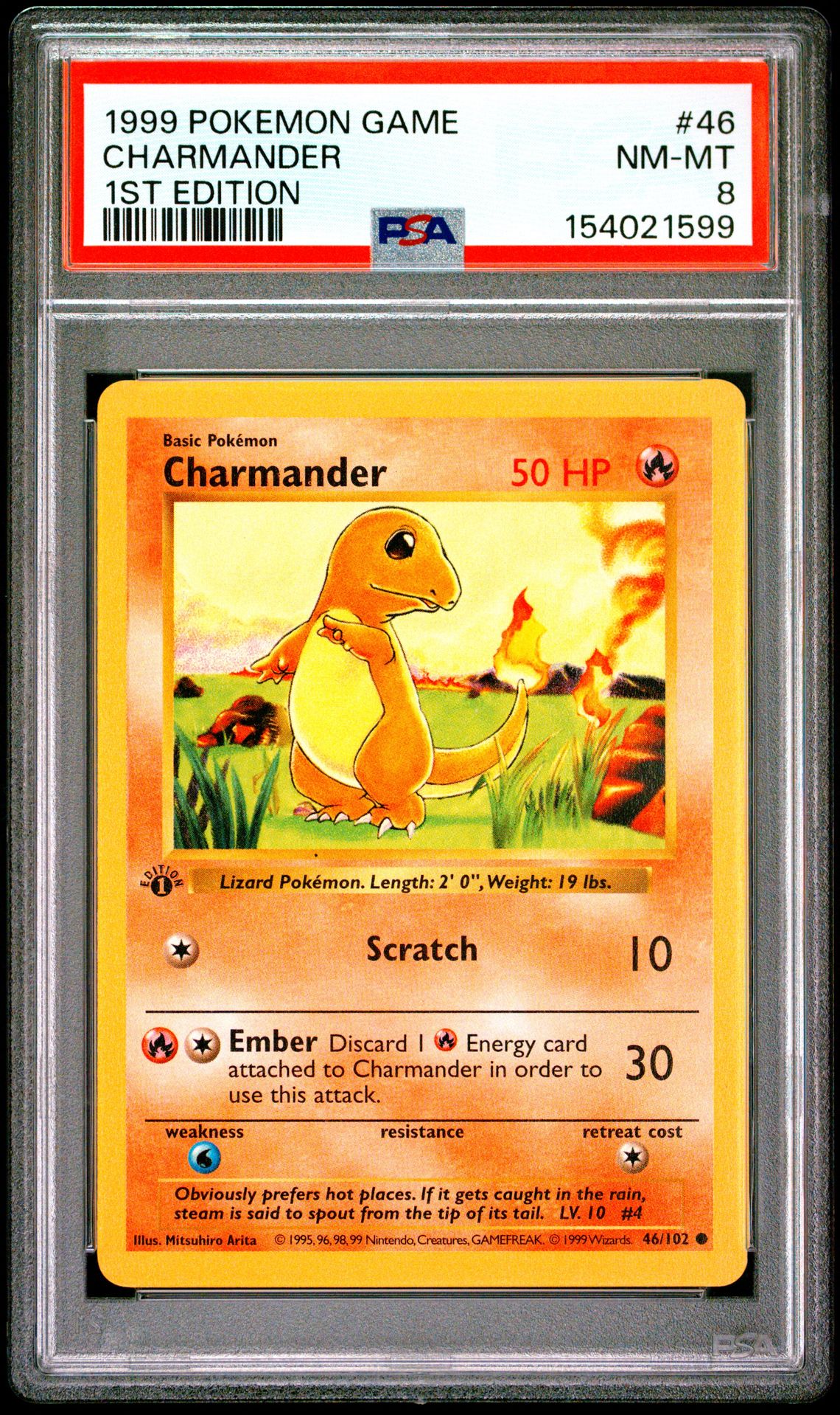 1999 Pokemon POKEMON GAME 1ST EDITION #46 Charmander front