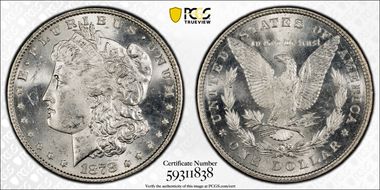 1878 8TF $1 VAM 18, Doubled Date MS63