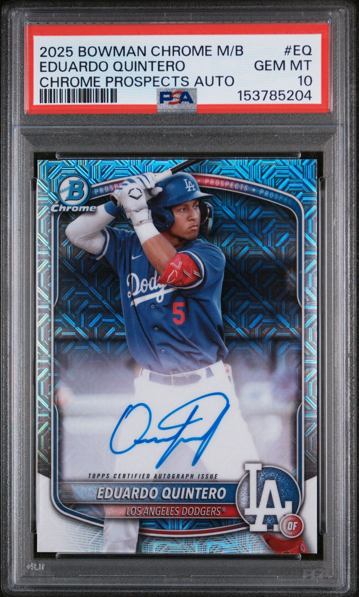 2025 Bowman BOWMAN CHROME MEGA BOX CHROME PROSPECTS AUTOGRAPHS Refractor #EQ Eduardo Quintero front