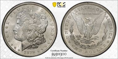 1878 7TF $1 VAM 203, Short Leaf MS62