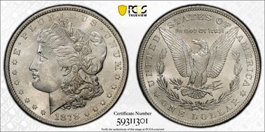 1878 7TF $1 VAM 203, Short Leaf MS62