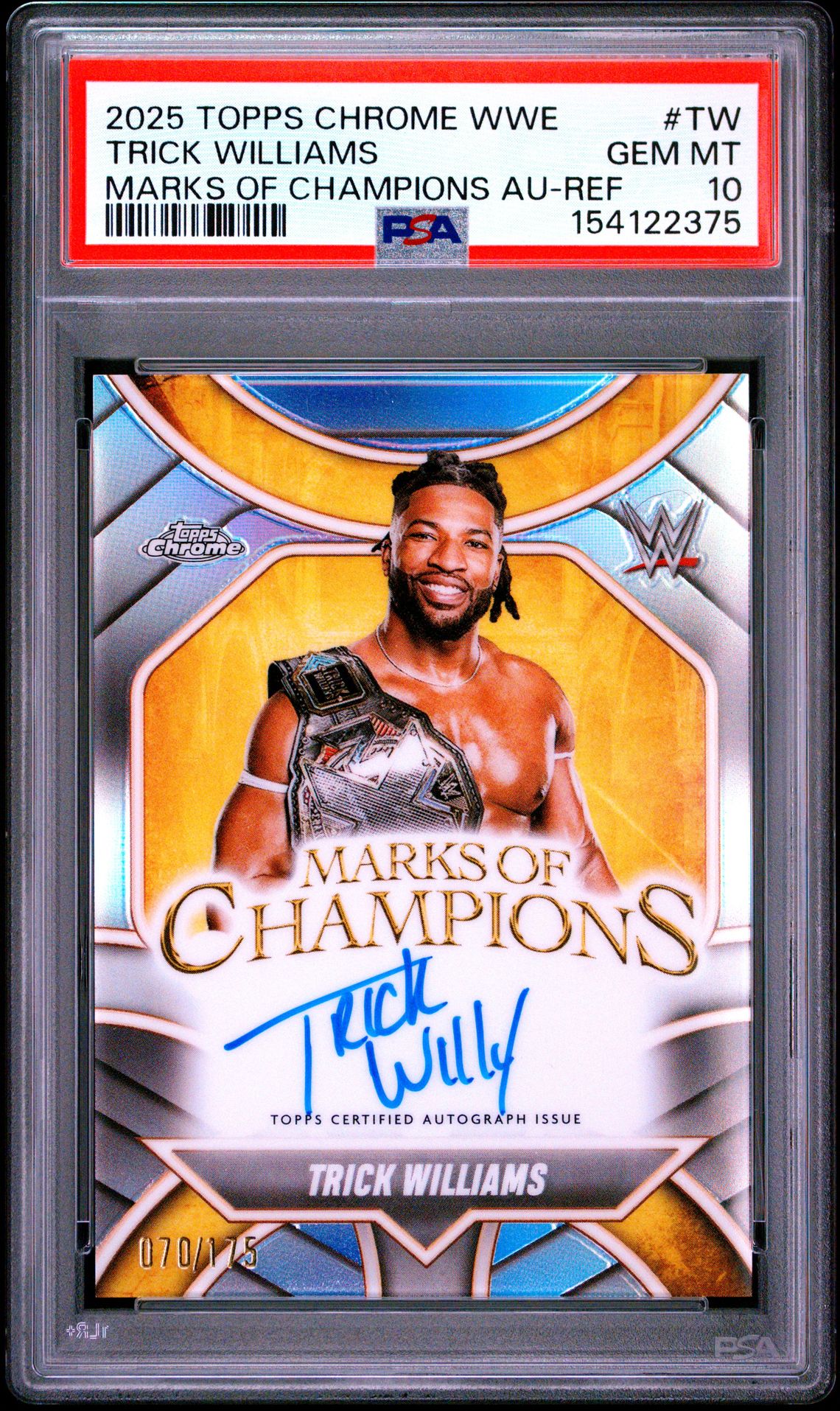 2025 Topps TOPPS CHROME WWE MARKS OF CHAMPIONS AUTOGRAPHS REF #TW Trick Williams front