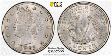 1892 5C AU58
