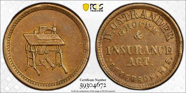 No Date Token F-310D-1a Copper PE D. Ostrander AU58BN
