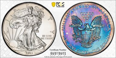 2011 $1 Silver Eagle 25th Anniversary N1