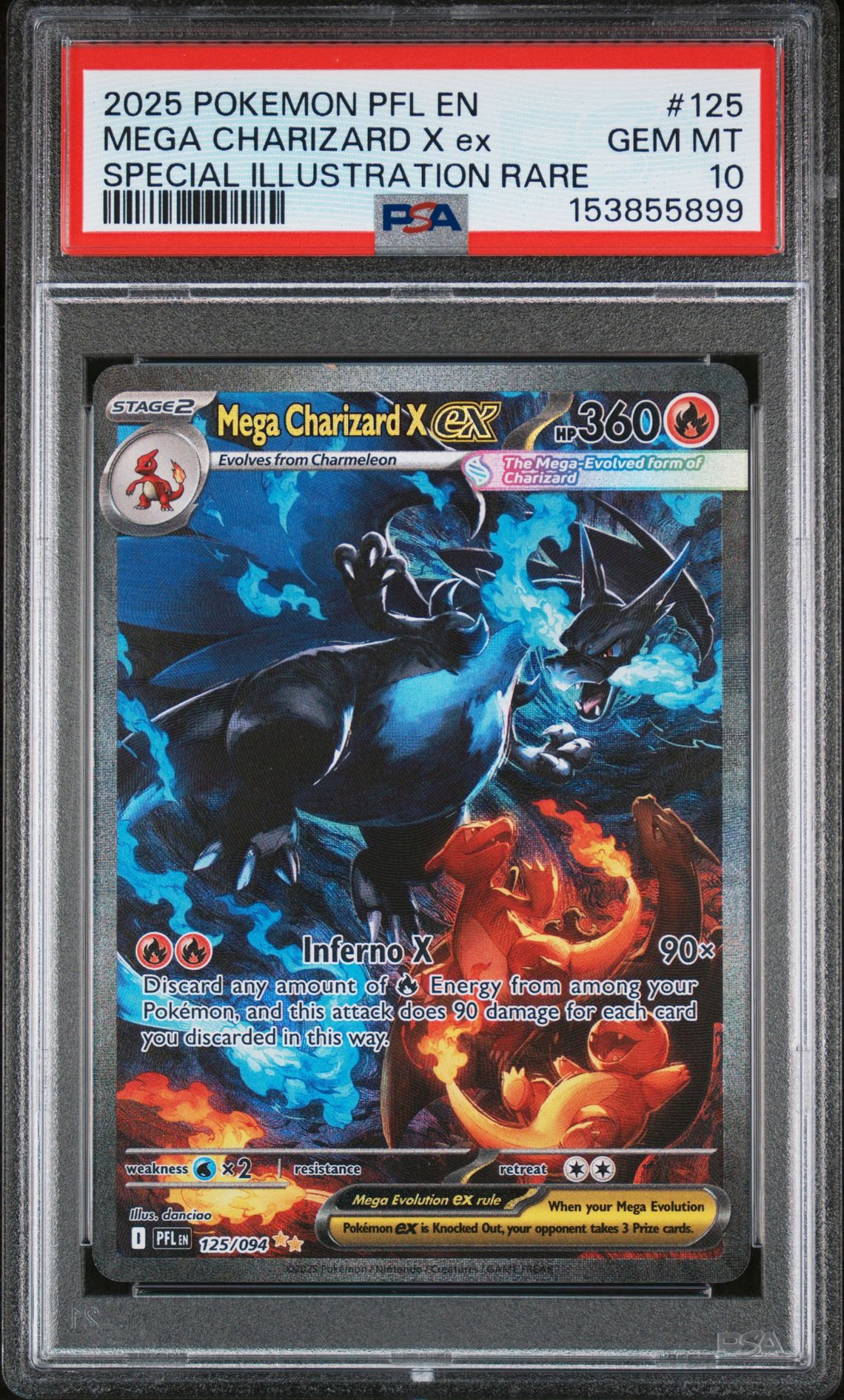 2025 Pokemon POKEMON PFL EN-PHANTASMAL FLAMES SPECIAL ILLUSTRATION RARE #125 Mega Charizard X Ex front
