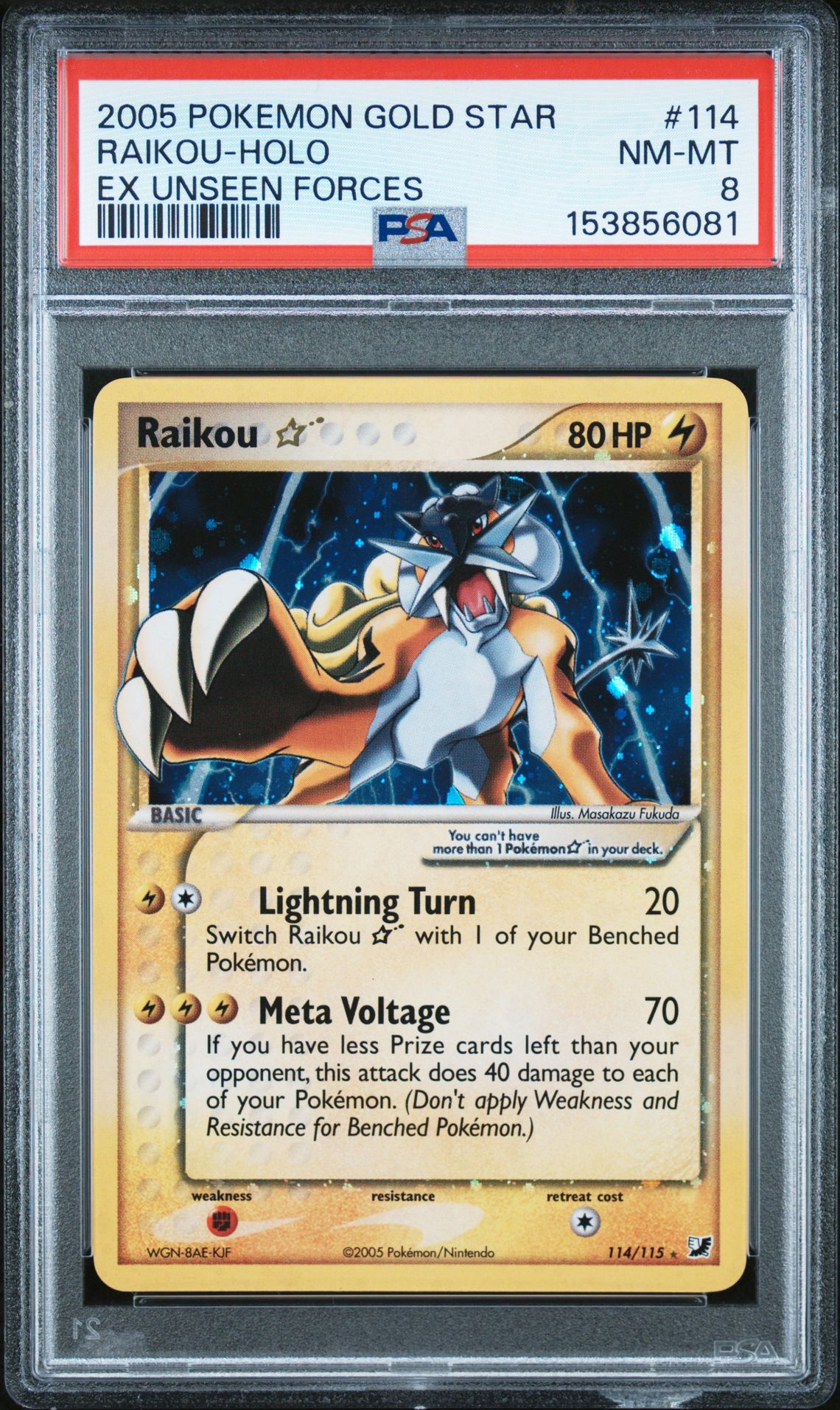 2005 Pokemon POKEMON EX UNSEEN FORCES #114 Raikou-Holo front