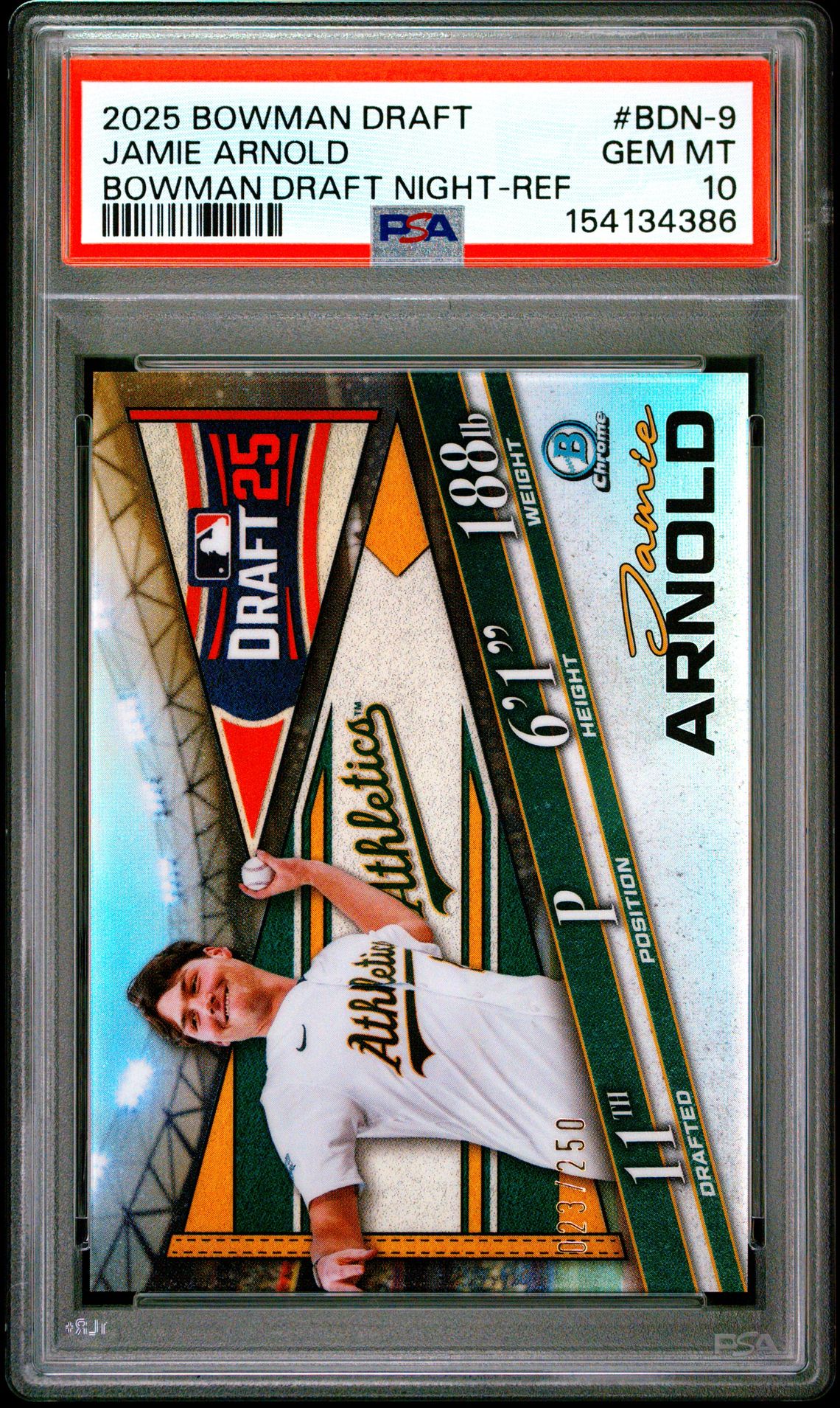 2025 Bowman BOWMAN DRAFT BOWMAN DRAFT NIGHT Refractor #BDN-9 Jamie Arnold front