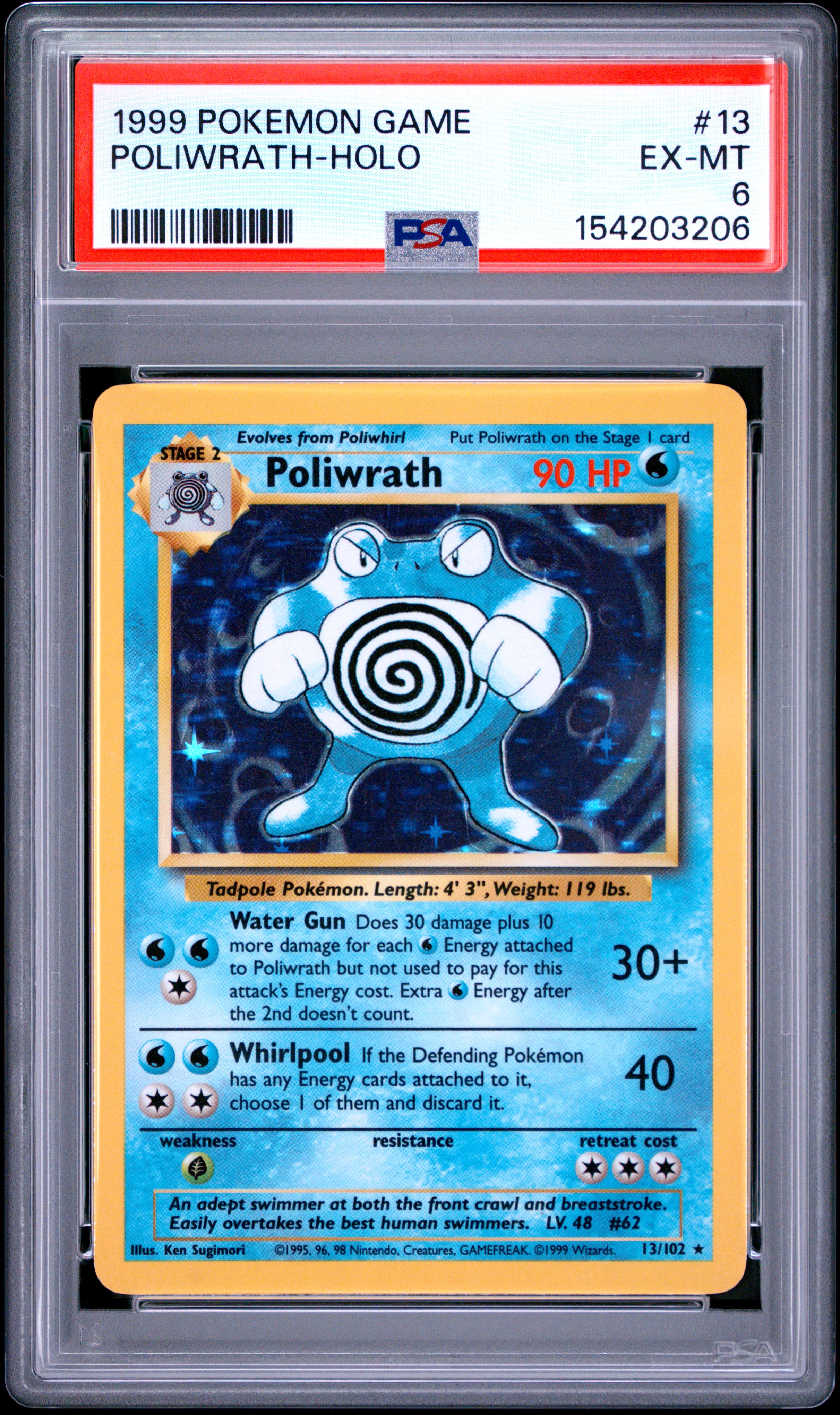 1999 #13 Poliwrath-Holo PSA 6 Game
