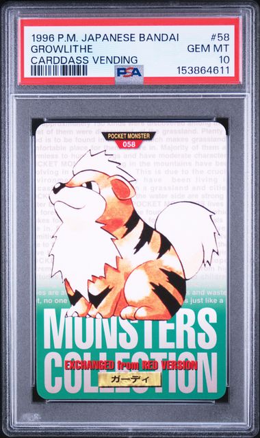 Growlithe card PSA 10, cert 153864611