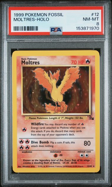 1999 Pokemon POKEMON FOSSIL Holo #12 Moltres-Holo front