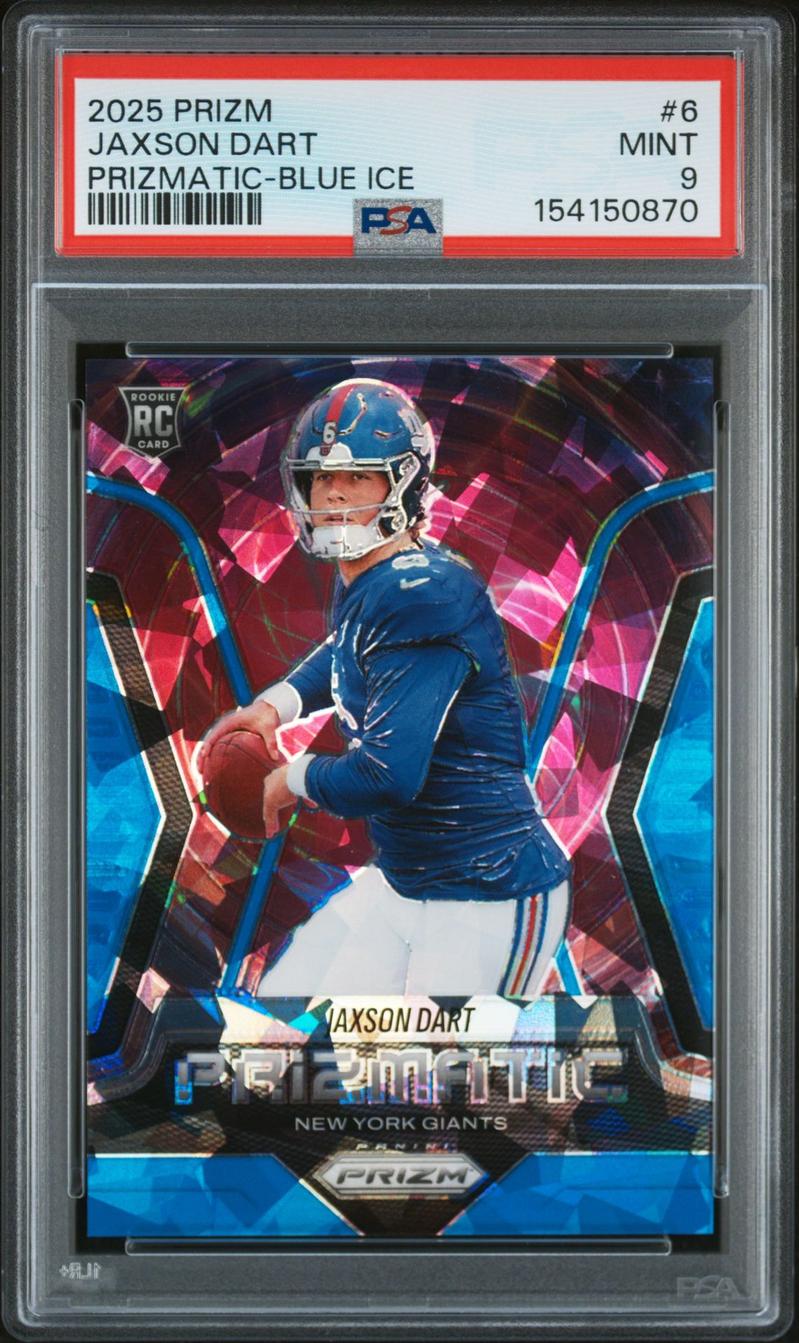 2025 Panini Prizm Prizmatic Jaxson Dart #6 (Prizmatic-Blue Ice) Mint 9 front