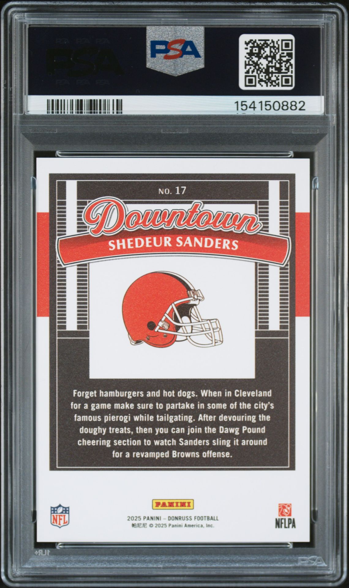2025 Panini Donruss Downtown Shedeur Sanders #17 Gem Mt 10 back
