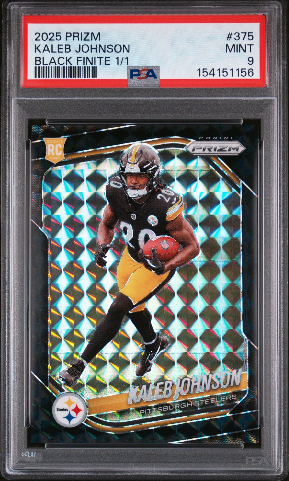 2025 Panini PANINI PRIZM BLACK FINITE 1/1 #375 Kaleb Johnson front