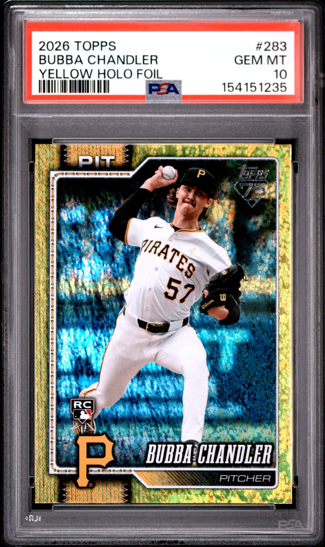 2026 TOPPS BUBBA CHANDLER YELLOW HOLO FOIL 283 GEM MT 10 front