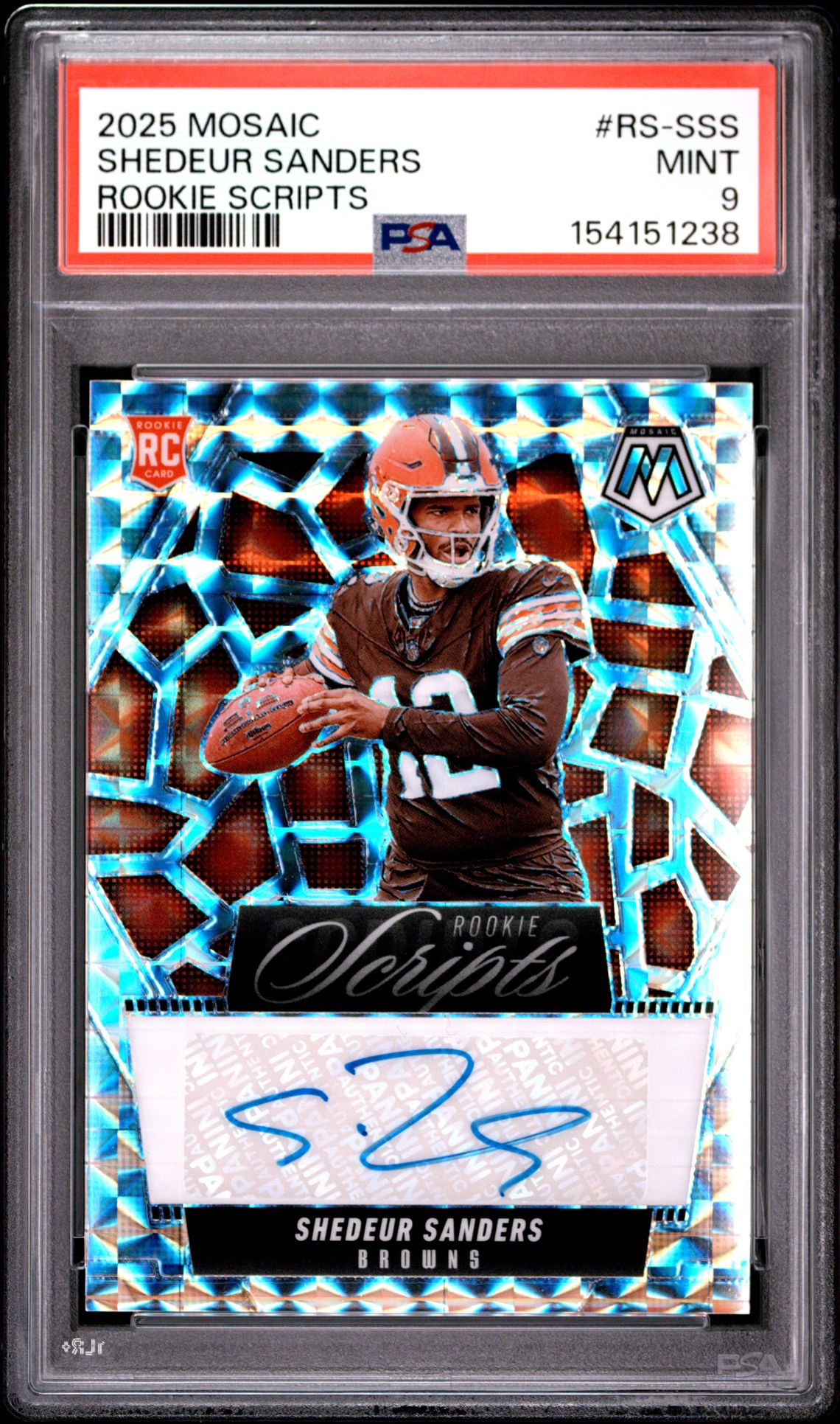 2025 Panini Mosaic Rookie Scripts Shedeur Sanders #Rs-Sss Mint 9 front
