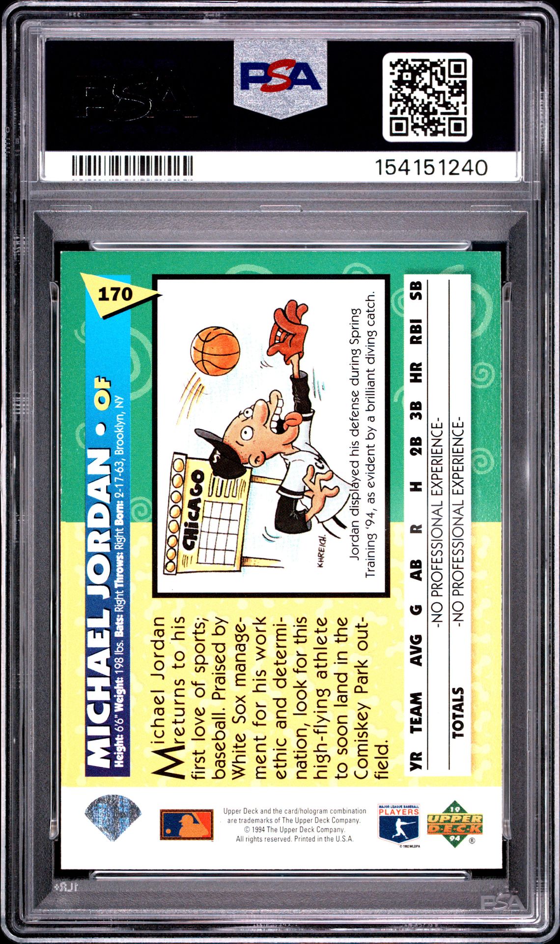 1994 Upper Deck Fun Packs Michael Jordan #170 Mint 9 back