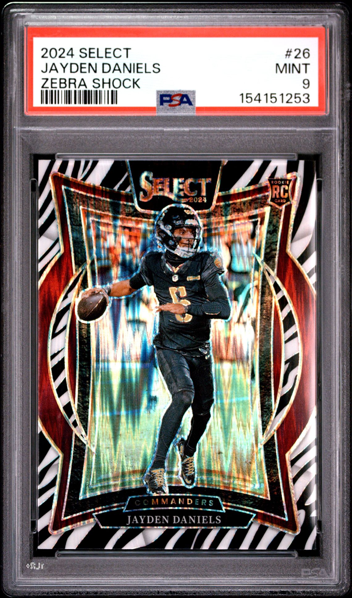 2024 Panini Select Jayden Daniels #26 (Zebra Shock) Mint 9 front