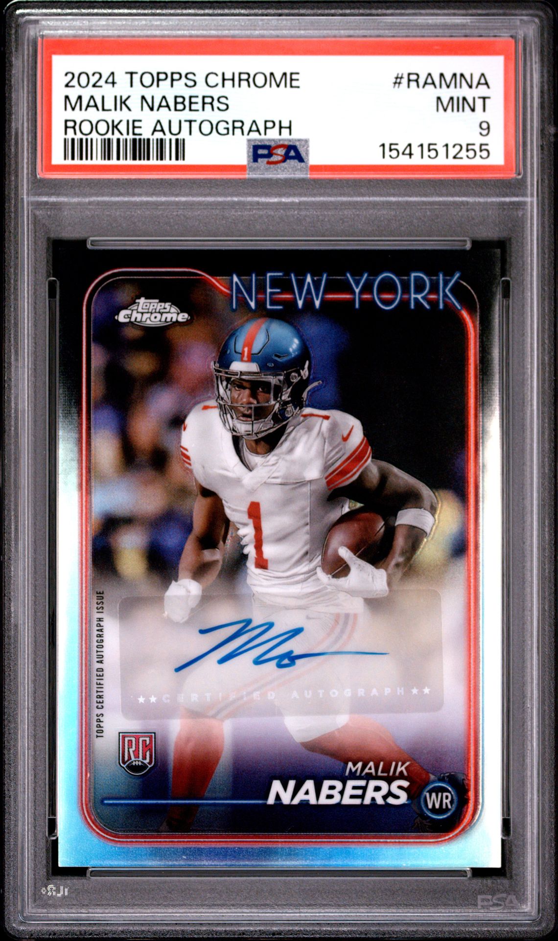 2024 Topps Chrome Rookie Autographs Variations Malik Nabers #Ramna Mint 9 front