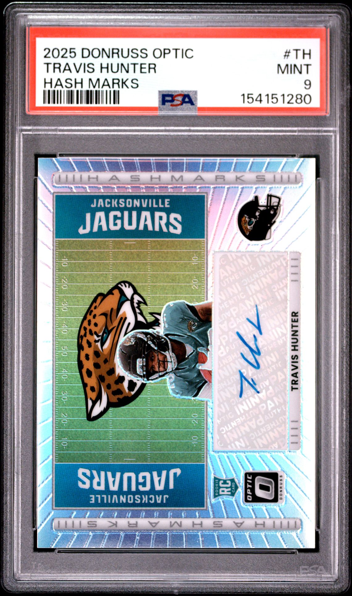 2025 Panini Donruss Optic Hash Marks Travis Hunter #Th Mint 9 front