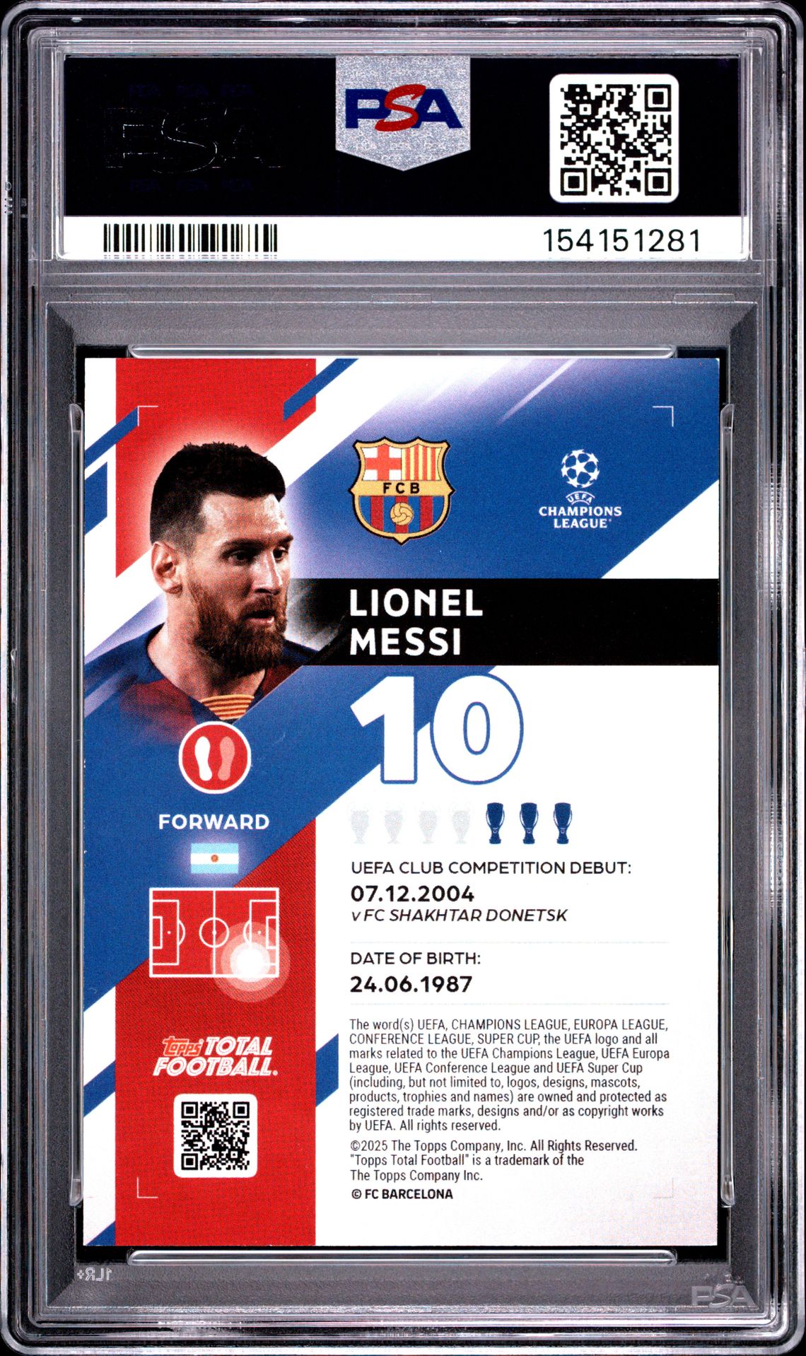 2025-2026 Topps Total Football Lionel Messi #680 (Blue) Mint 9 back
