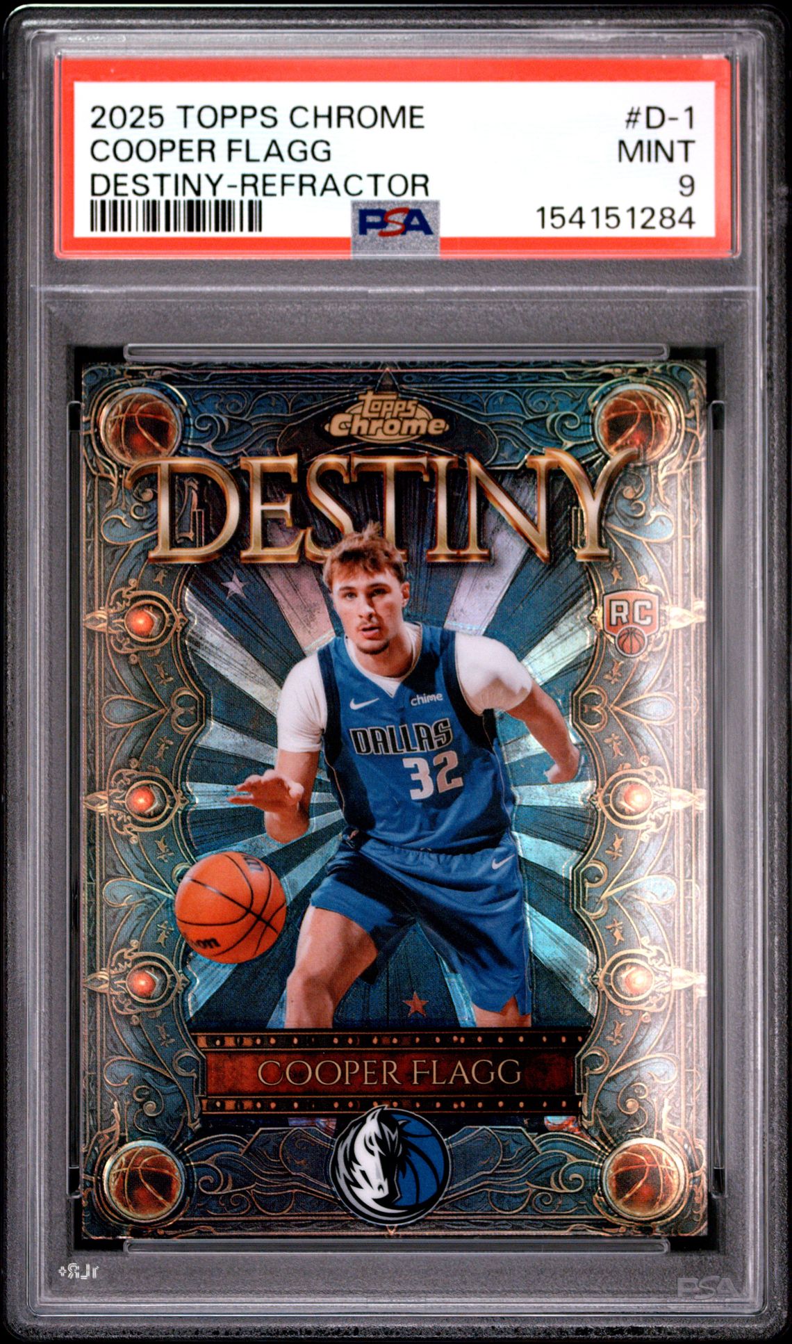 2025 Topps Chrome Destiny Cooper Flagg #D-1 (Destiny-Refractor) Mint 9 front