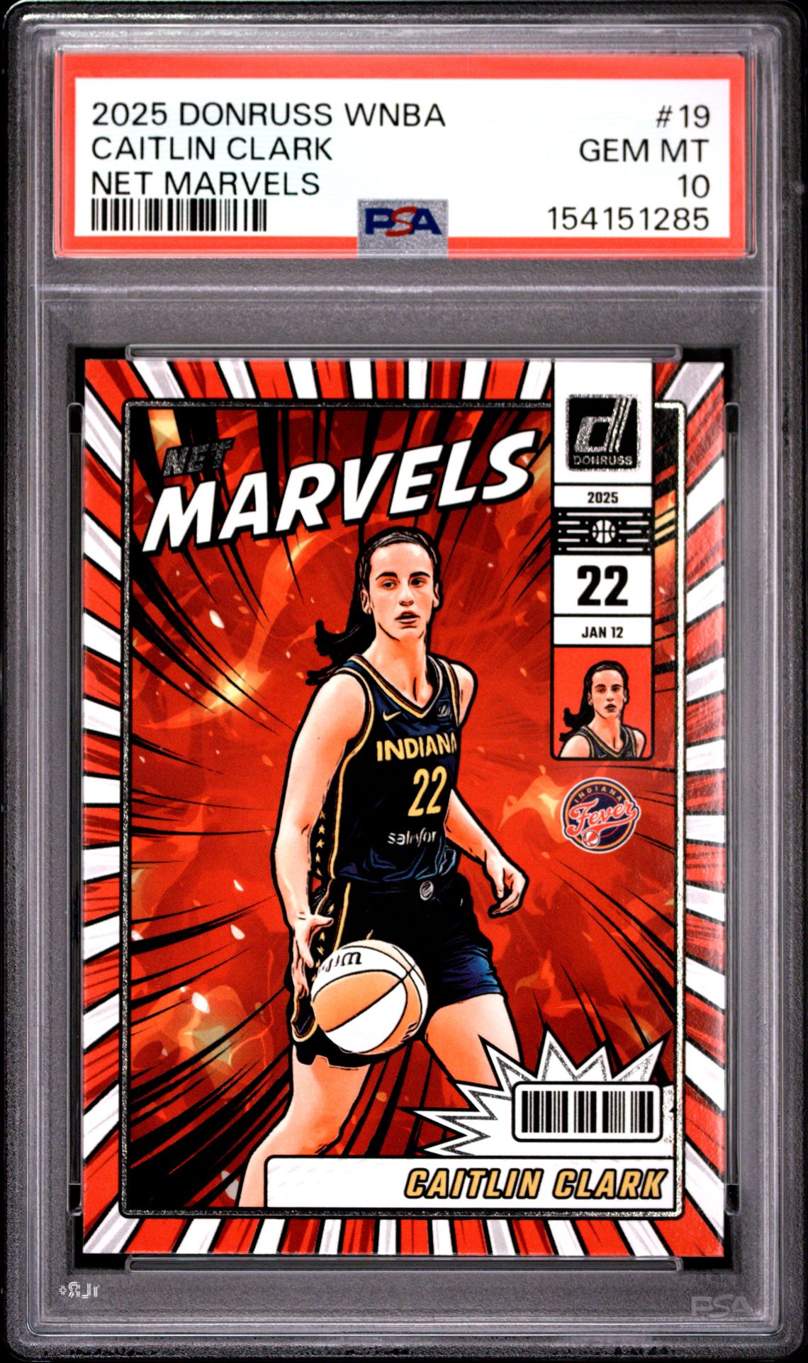 2025 Panini Donruss Wnba Net Marvels Caitlin Clark #19 Gem Mt 10 front