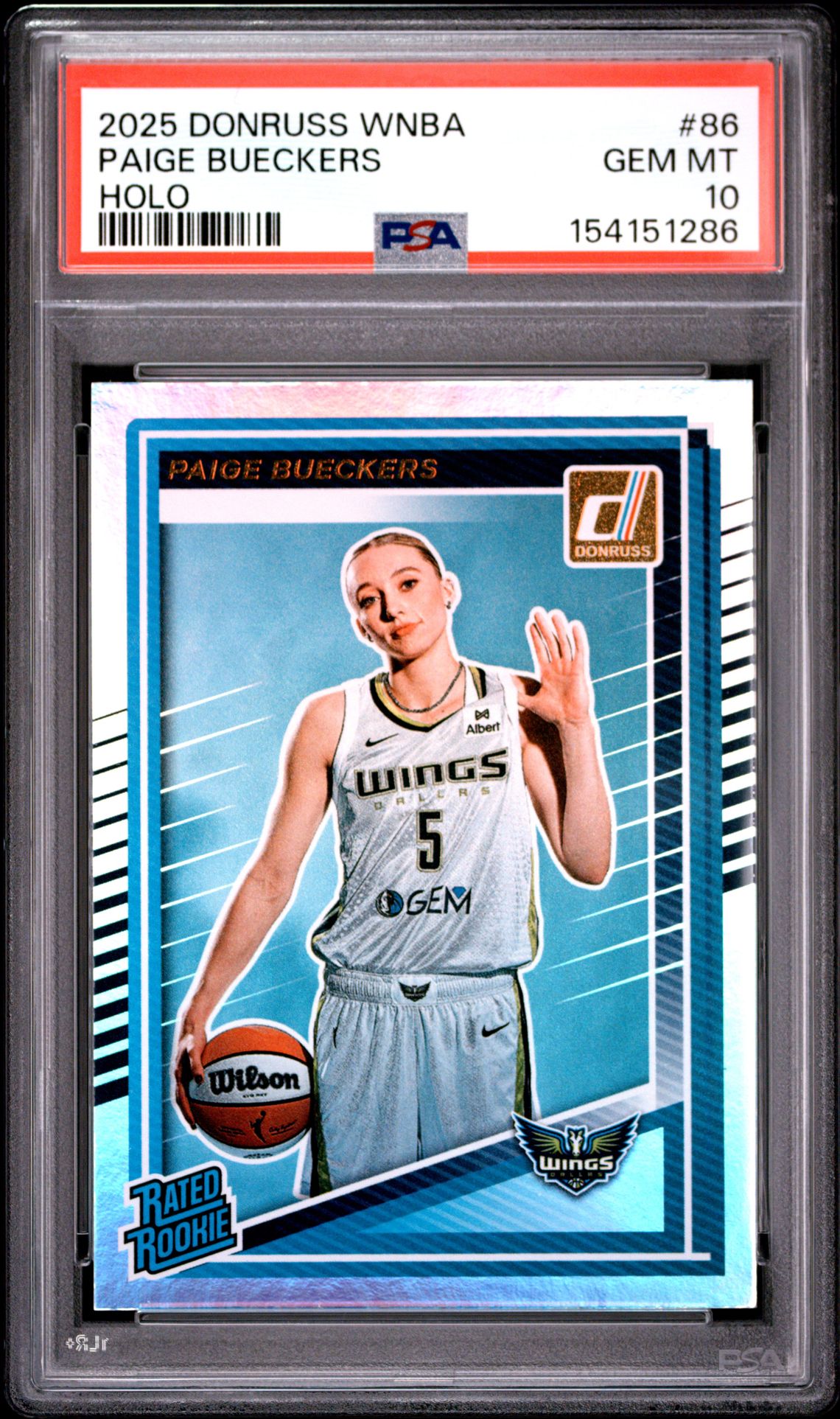 2025 Panini Donruss Wnba Paige Bueckers #86 (Holo) Gem Mt 10 front view - PSA graded GEM MT 10